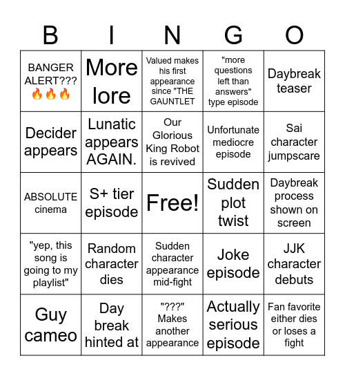 SKITZ'S SCRIPTED YOMI BINGO Card