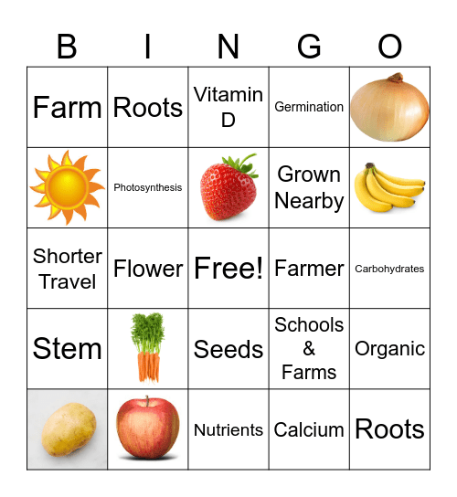 Farm to School Bingo Card