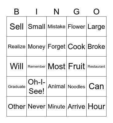 ASL Semester 1   1-2-3- yrs. Bingo Card