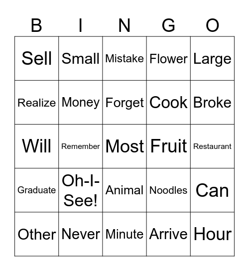 ASL Semester 1   1-2-3- yrs. Bingo Card