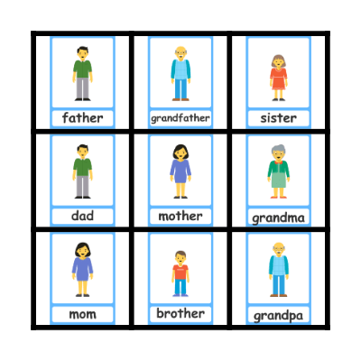 Family Members Bingo Card