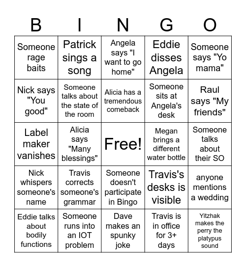 1/19/2026 Bingo Card