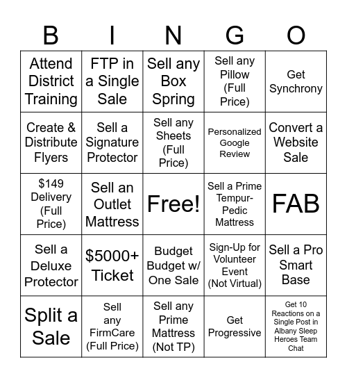 ALBANY SLEEP HEROES Bingo Card