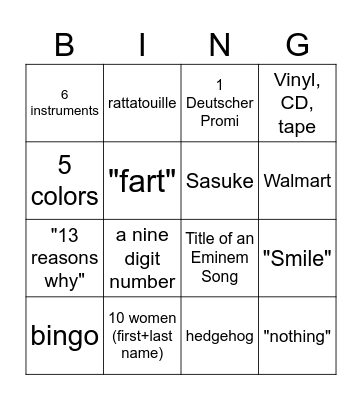infinite gumox Bingo Card
