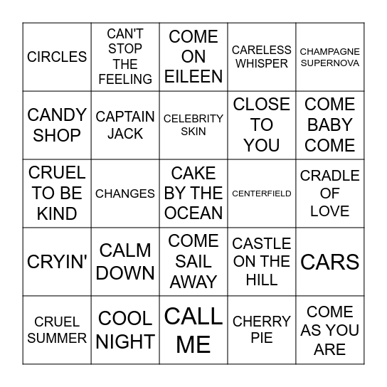 "C" Bingo Card