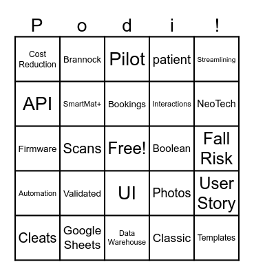PADs Bingo Card