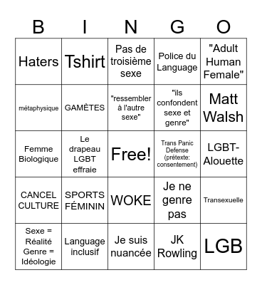 PHILOSOPHICAL TERF Bingo Card