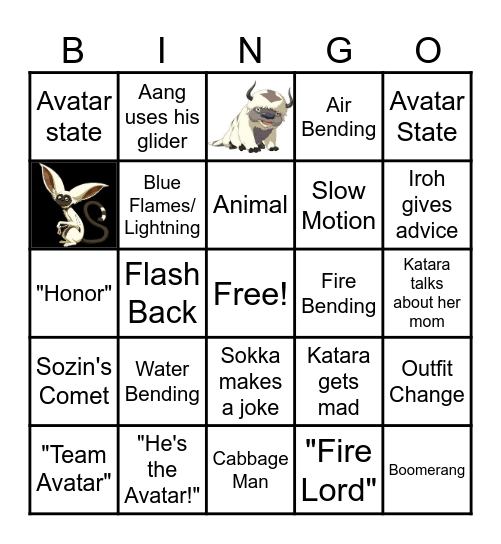 AVATAR Bingo Card