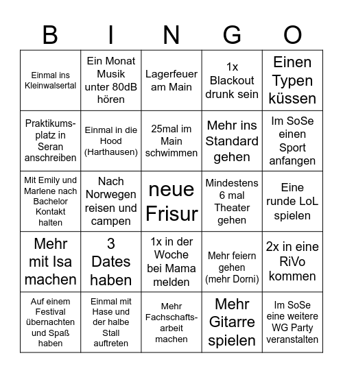 Jan's 2026 Bingo Card