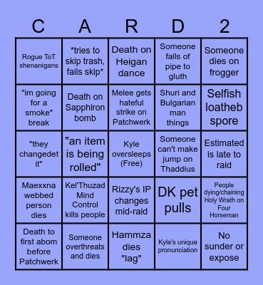 Tribe Naxxramas Bingo Card