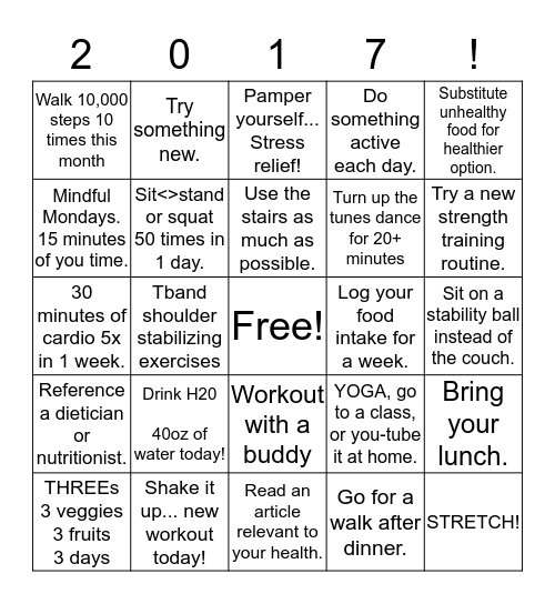 BINGO into a HEALTHY New Year Bingo Card
