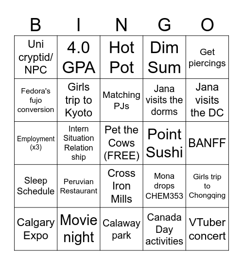 2026 Things We WILL Do! Bingo Card