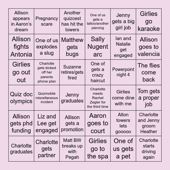 2026 Girlies Bingo Card