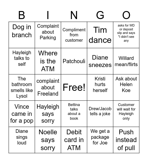 Langley Bingo Card