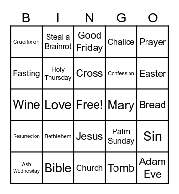 CCD Bingo Card