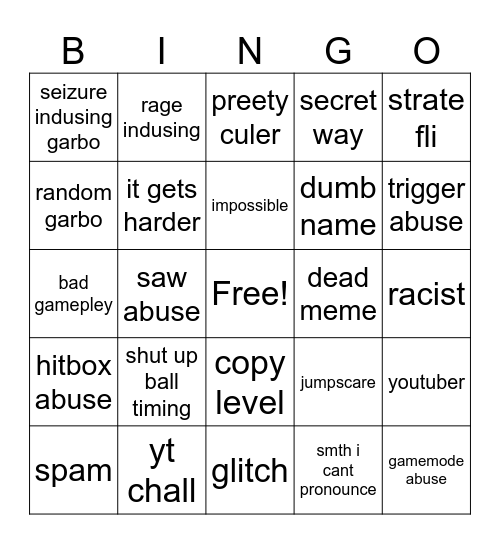 recent tab bingo Card
