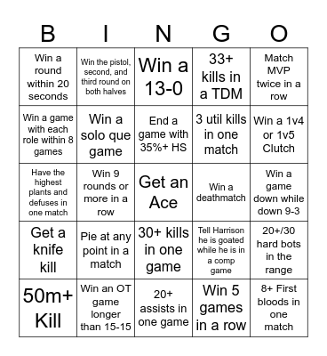 VALORANT BINGO Card