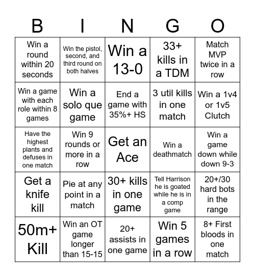 VALORANT BINGO Card
