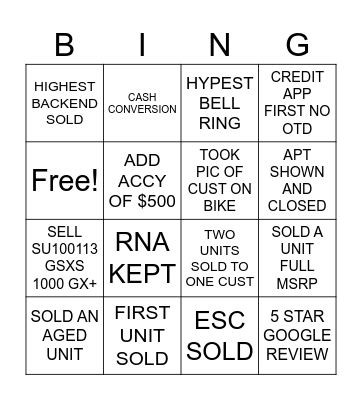 SALES BINGO Card