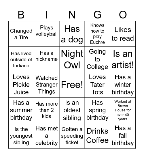 Find someone who... Bingo Card