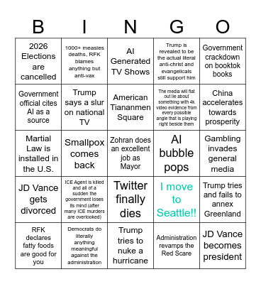 2026 Bingo Card