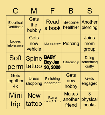 Fam Bingo Card