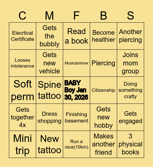 Fam Bingo Card