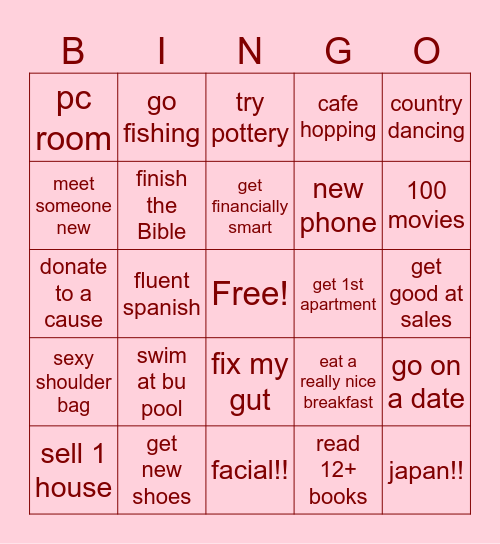 2026 Bingo Card