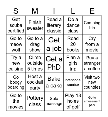 Erin’s 2026 Bingo Card