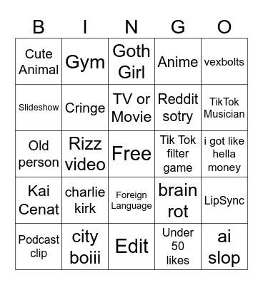 TikTok Bingo 2024 Bingo Card