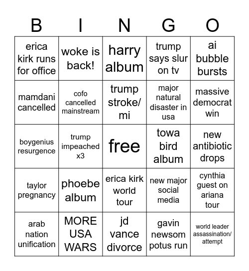 2026 Bingo Card