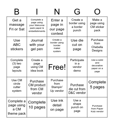 SCRAPBOOK BINGO Card