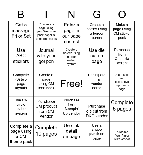 SCRAPBOOK BINGO Card