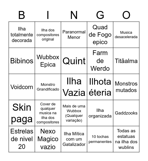 Bingo de MsM holy cow!! Bingo Card