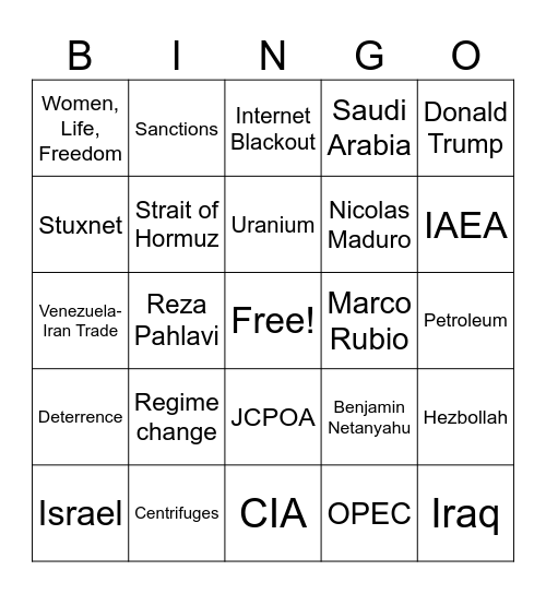 Coffee Hour Bingo Card