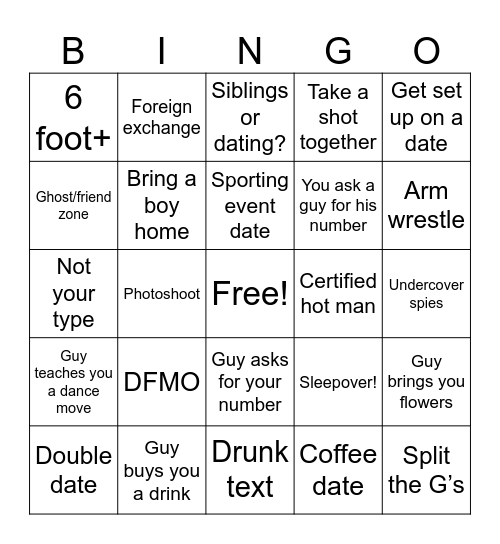 Dating Bingo Card