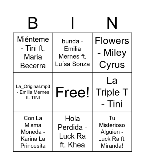 Fabri Fest Bingo Card
