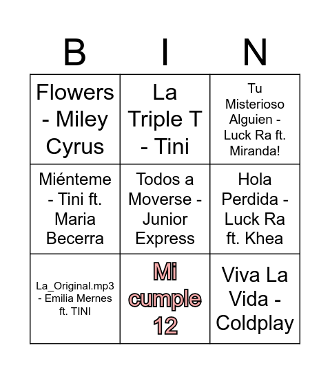 Fabri Fest Bingo Card