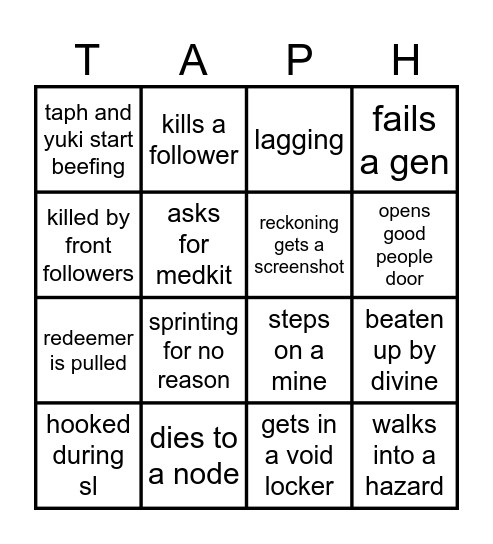TAPH TBS BINGO Card