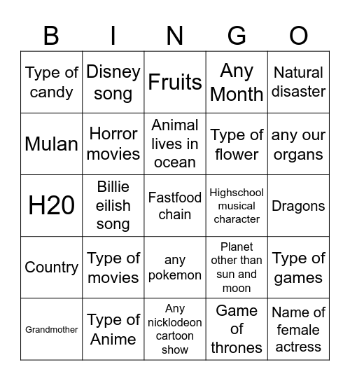 Infinite craft Bingo Card
