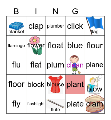 bl, fl, pl Bingo Card