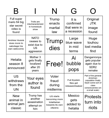 2026 bingo Card