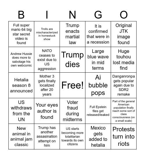 2026 bingo Card