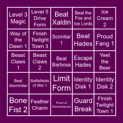 KH 2.5 Item List Bingo Card