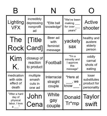 Superbowl bingo Card