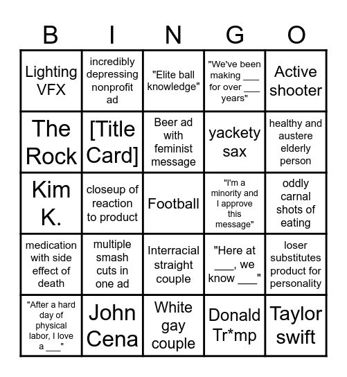Superbowl bingo Card