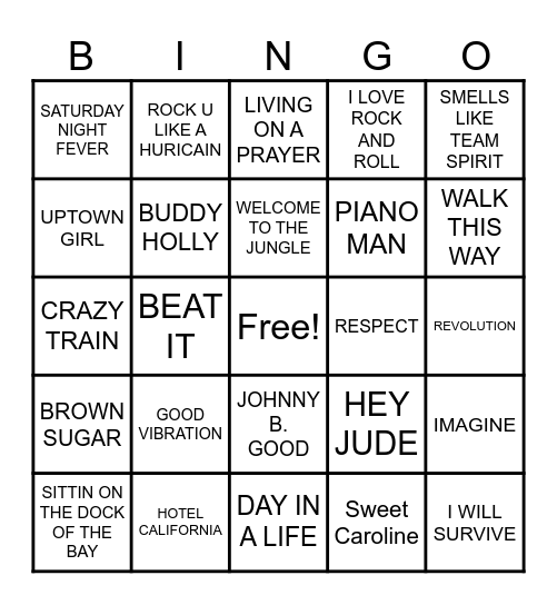 JUKEBOX BINGO Card