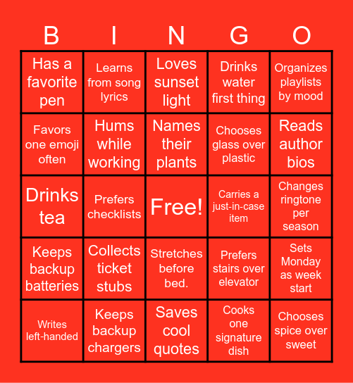 Know each other bingo Card