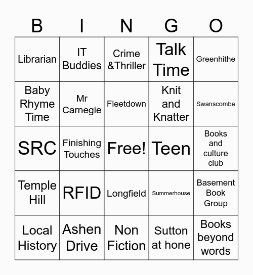 Dartford Library Bingo Card