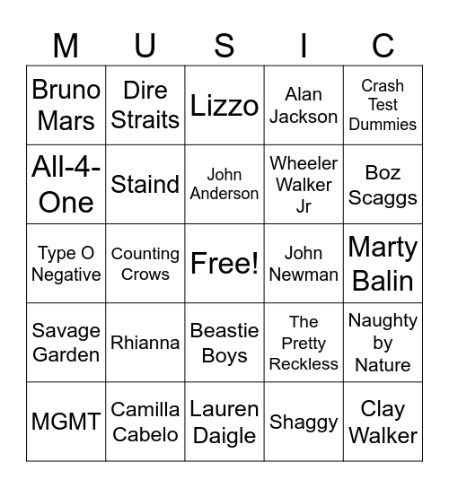 Music_01172026 Bingo Card